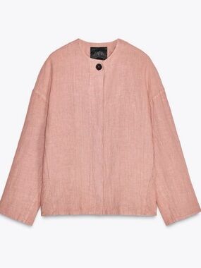 Zara Dusty Rose 100% Linen BomberJacket💗